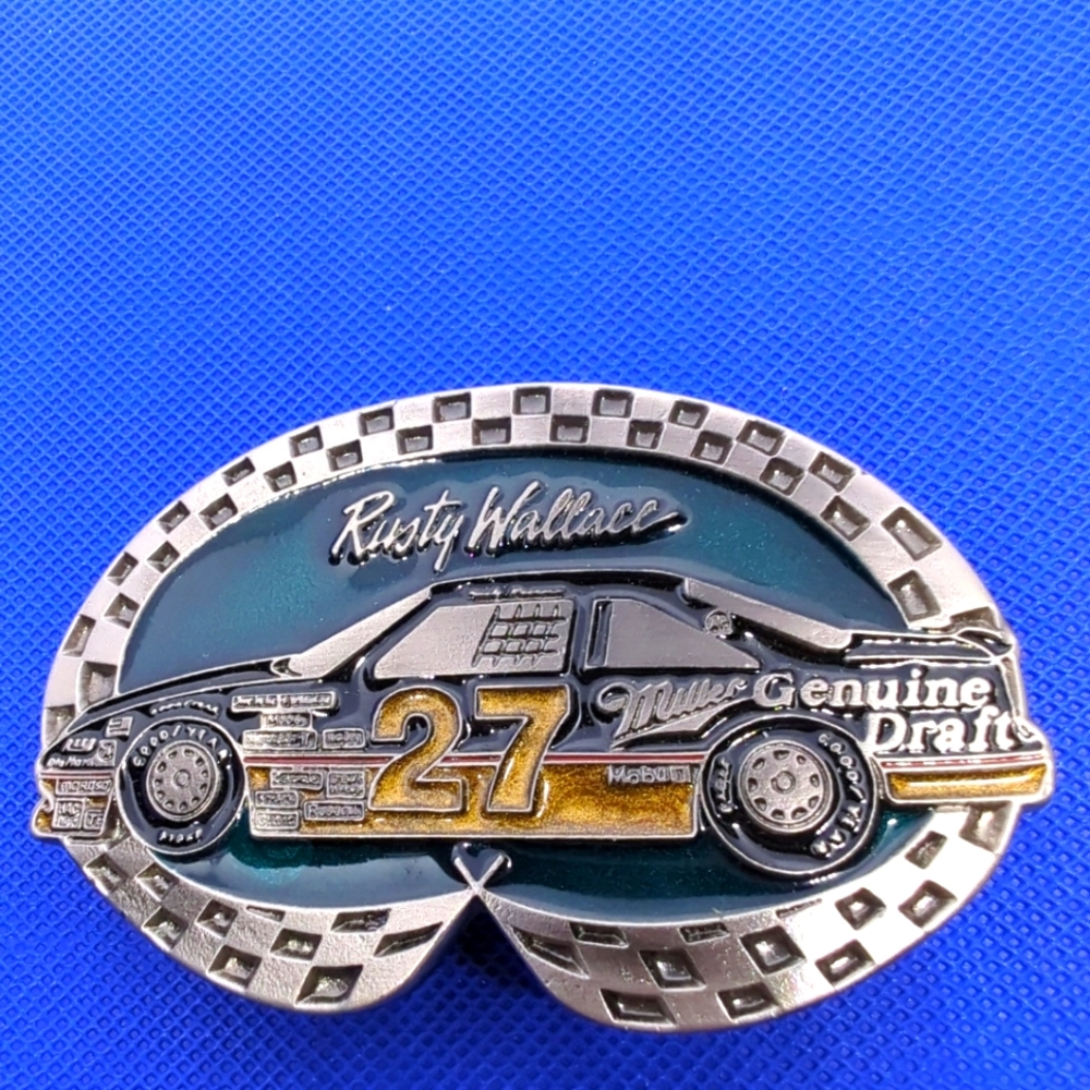 Rusty Wallace No. 27 Miller Genuine Draft Beer Belt Buckle Racing NASCAR New